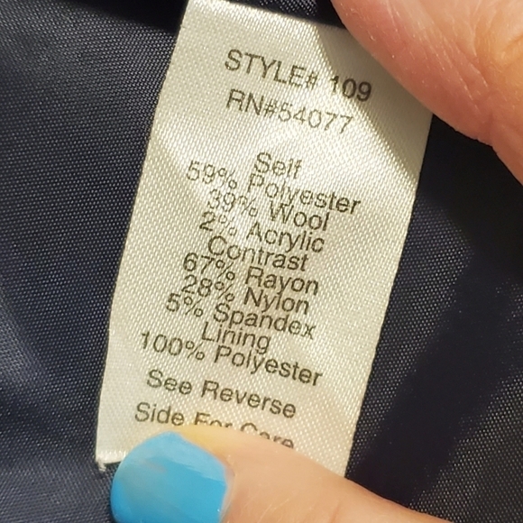CAbi Jacquard Navy Wool Blend Blazer Size 6 - Picture 12 of 13